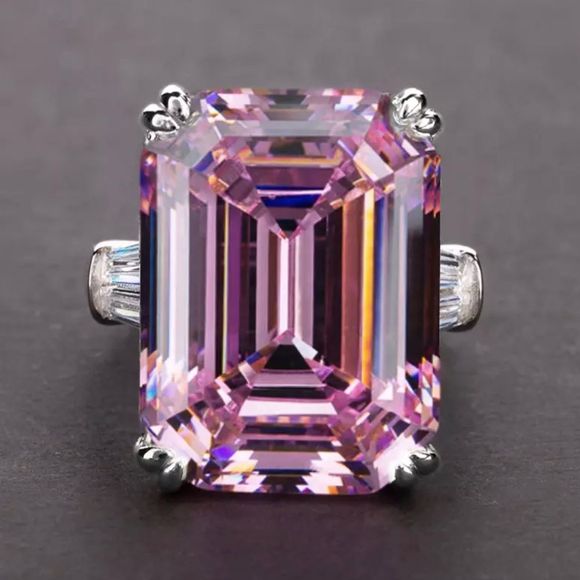 Jewelry - New Luxury Big Cz Pink  Square Stone Ring  Size 7,8